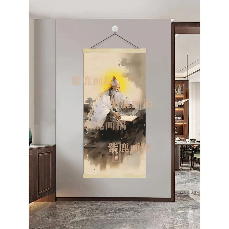 [601菩提老祖]60x120cm现代简约挂轴装饰画办公室家居装饰画