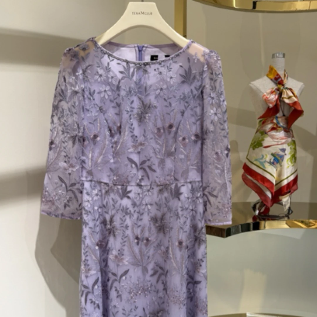 新款夏季国风苏绣重工蕾丝优雅连衣裙