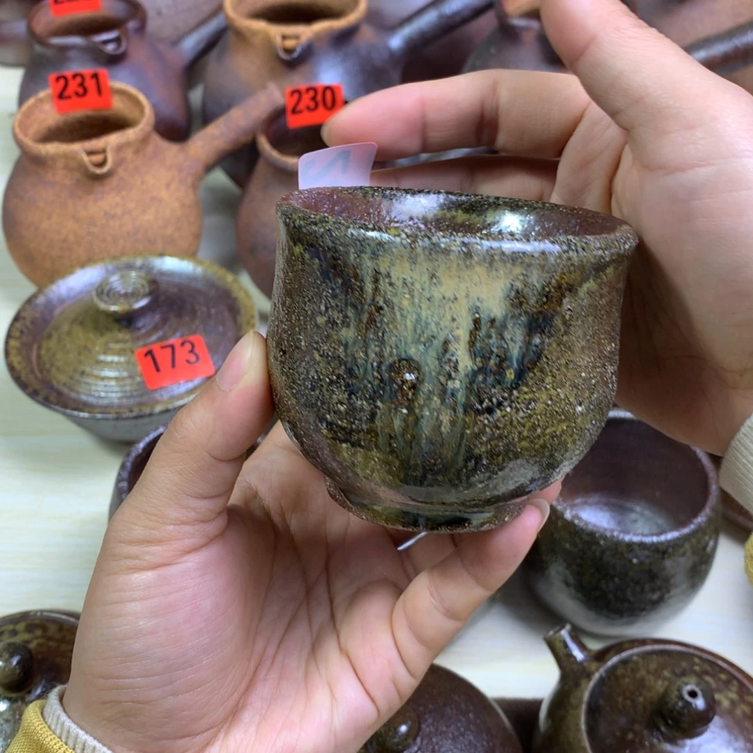 涵***9柴烧粗陶主人杯160毫升左右