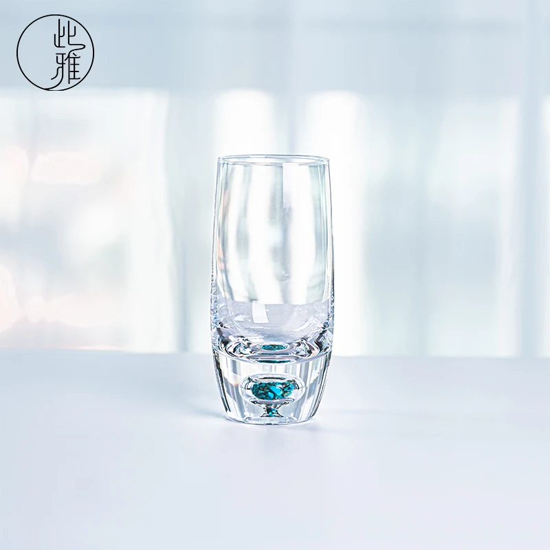 「此雅」高端绿松石水晶绿茶杯高通家用水杯大容量果汁酒杯手工
