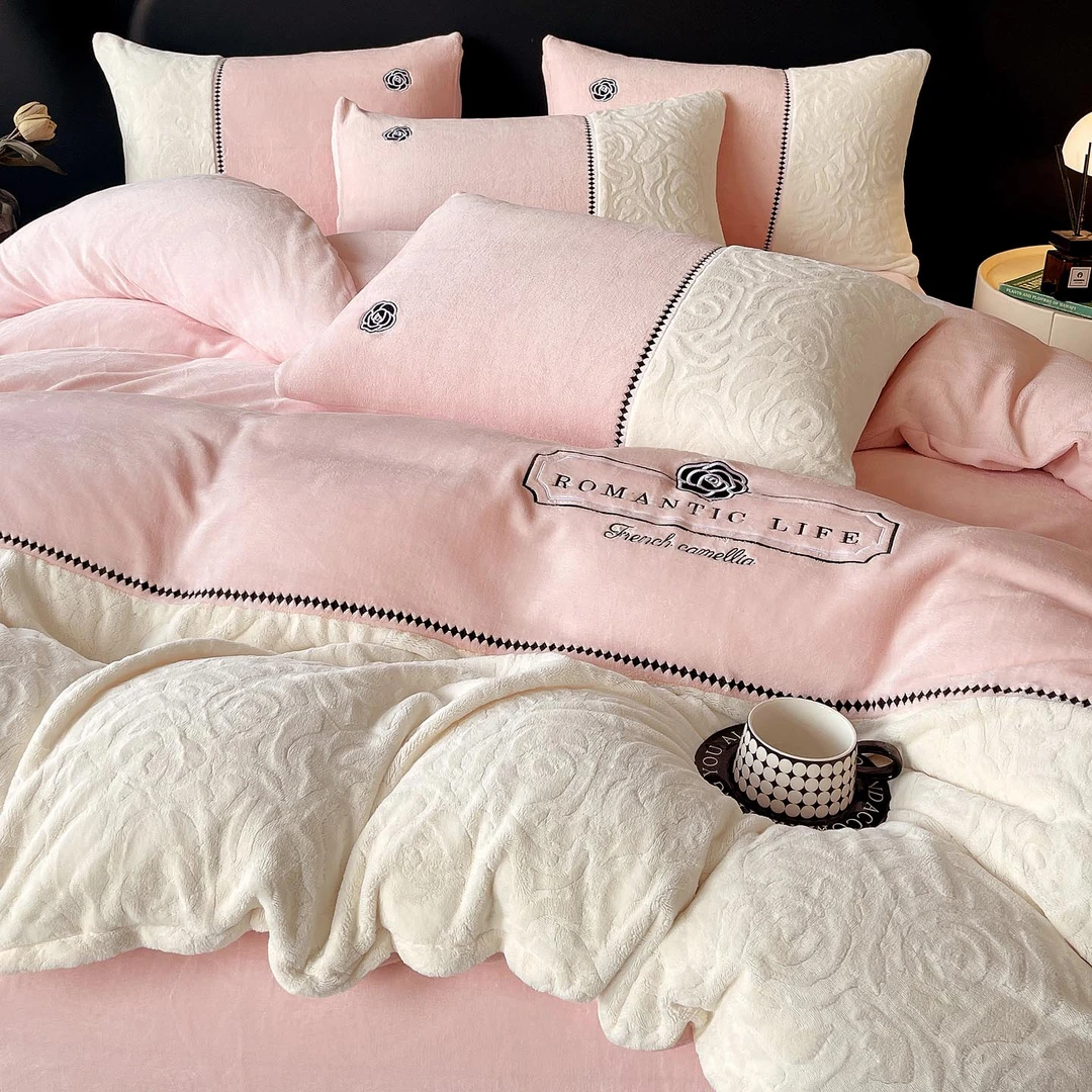 轻奢高级感牛奶绒四件套加厚保暖被套床单床笠款床上用品冬季加绒