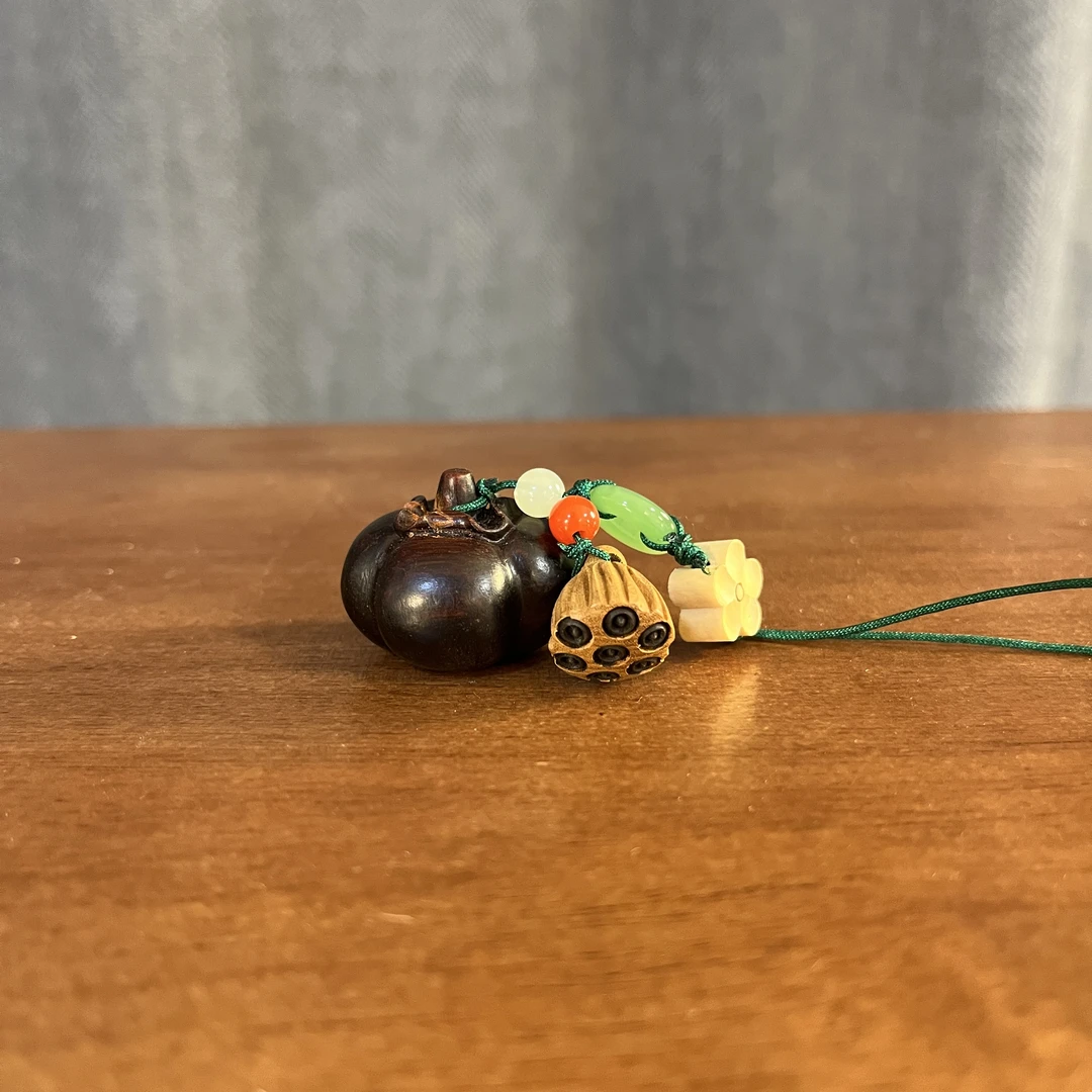 檀木手机链挂件柿柿如意钥匙链配件好事发生装饰挂件