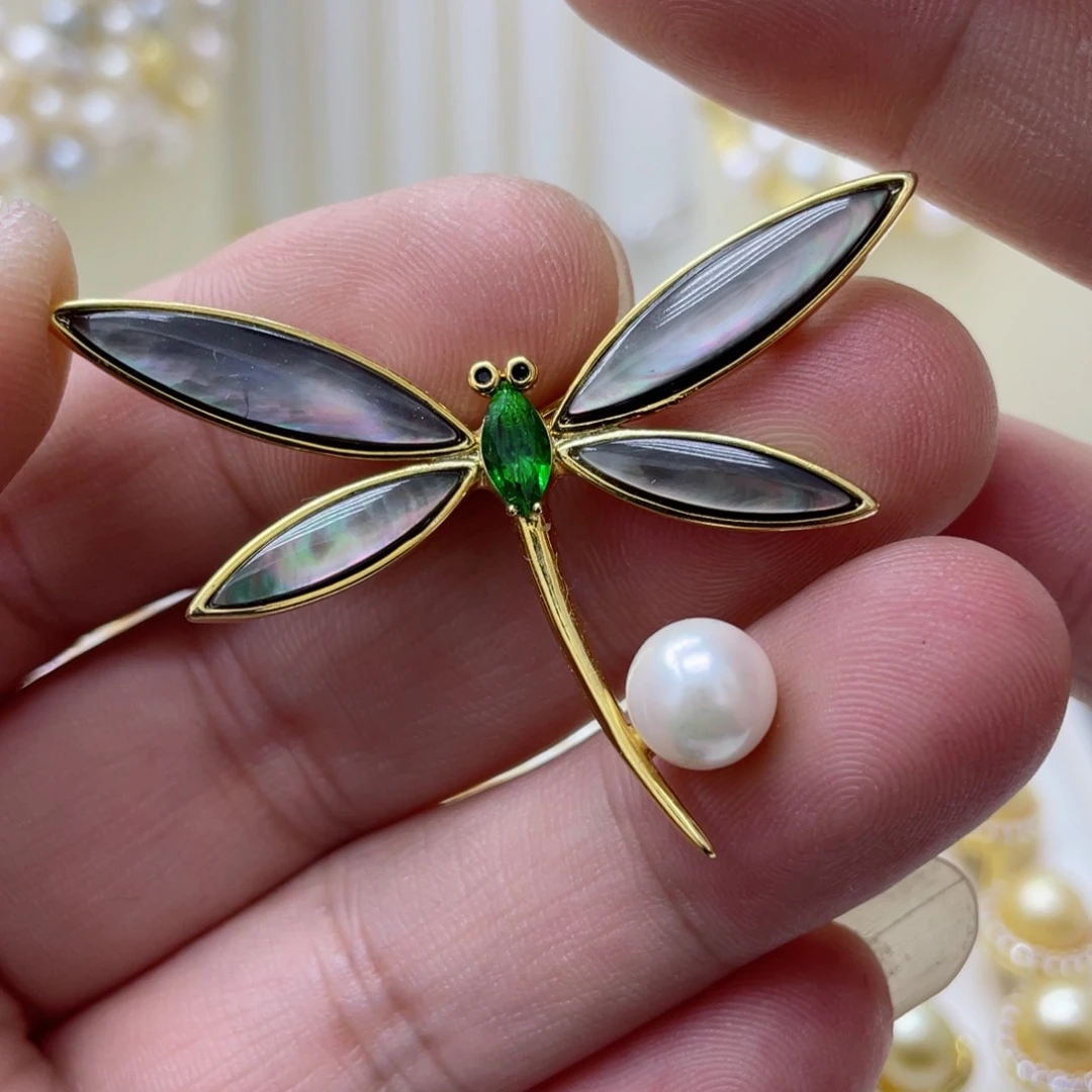 海水珍珠胸针合金