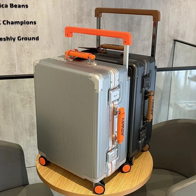 airway铝框行李箱女20寸登机箱静音万向轮宽拉杆外贸拉杆箱男24PC