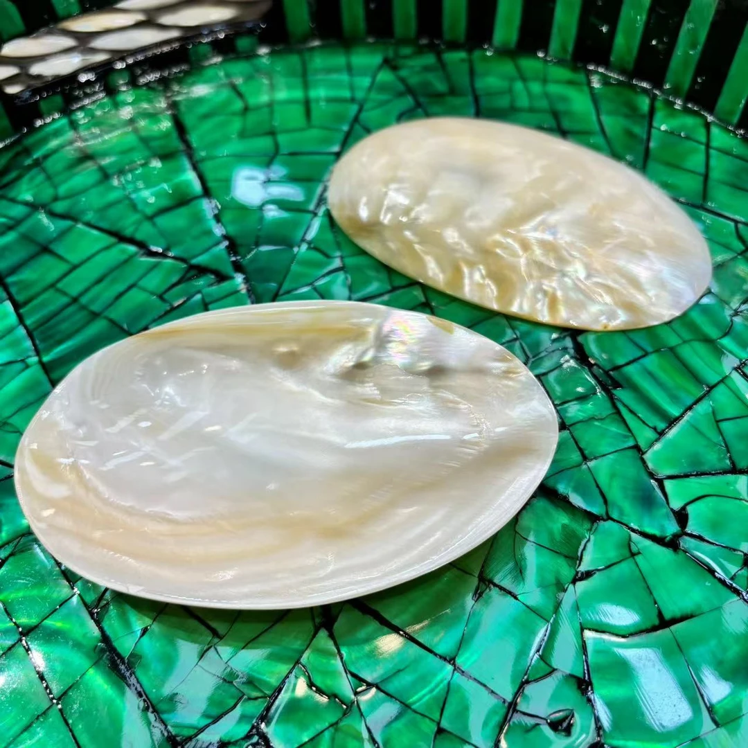 三号店-天然贝壳裸贝迷你首饰盘蘸料碟小摆件一对2个