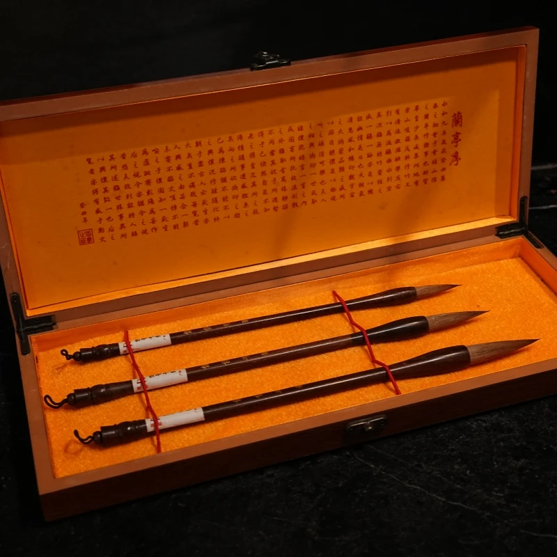 广西非遗宾阳大罗毛笔纯狼毫毛笔红檀成人进阶三支礼盒对联练字