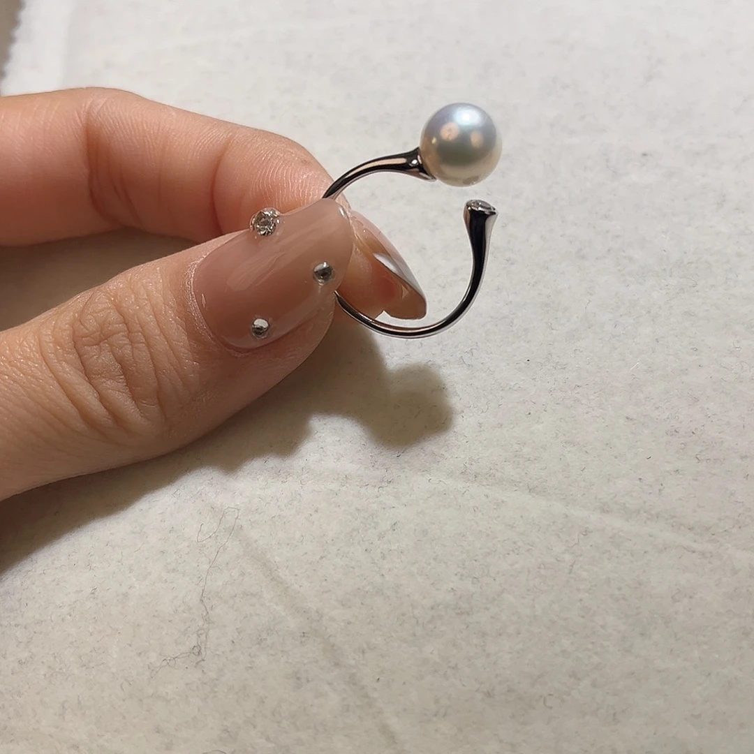 戒指银S925镶嵌淡水珍珠