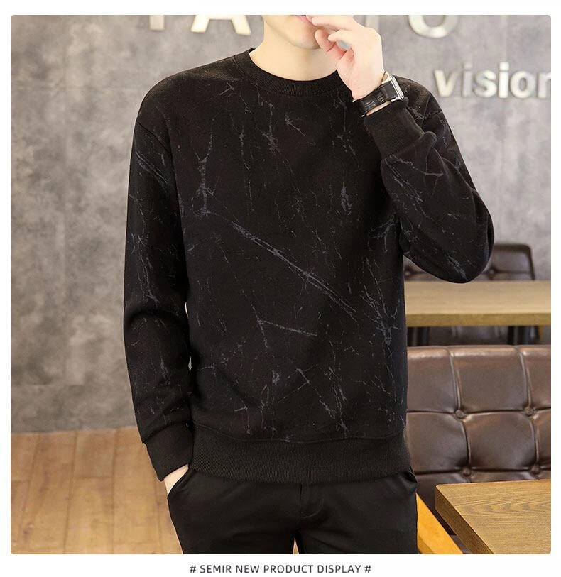 长袖扎染圆领宽松卫衣休闲2025百搭上衣帅气男士新款印花潮流冬季