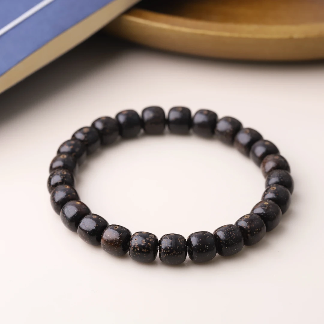 S8746-1【黑金玉化星月】老型星月菩提文玩单圈手串