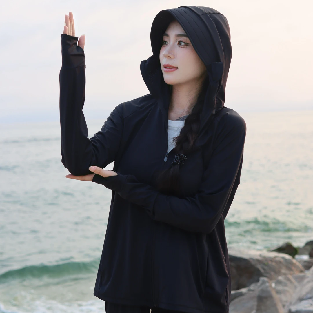 南雀同款原纱冰丝防晒衣女透气防紫外线夏季速干凉感大帽檐防晒服