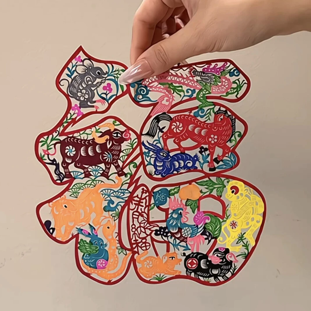 MOMO·新年彩色蔚县剪纸画窗花传统单张剪纸窗花民间工艺品家居饰