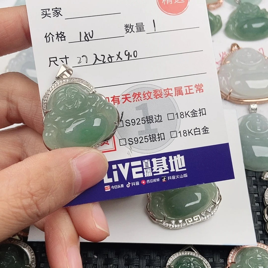 用***5翡翠银S925镶嵌颈饰