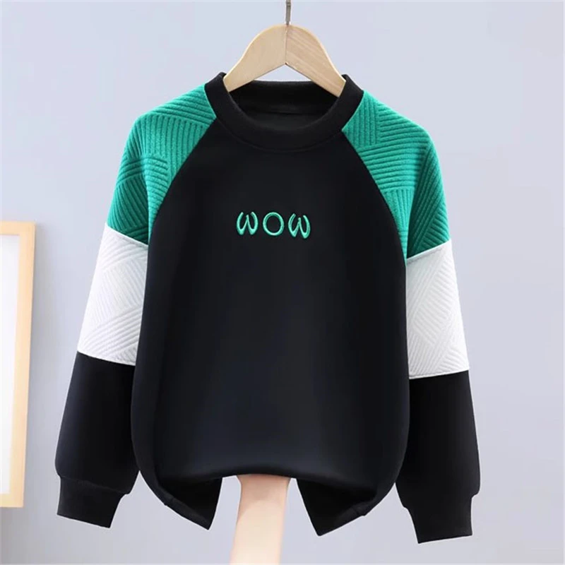 14周岁及以上男童卫衣春秋新款儿童秋冬装加绒上衣大童长袖t恤中