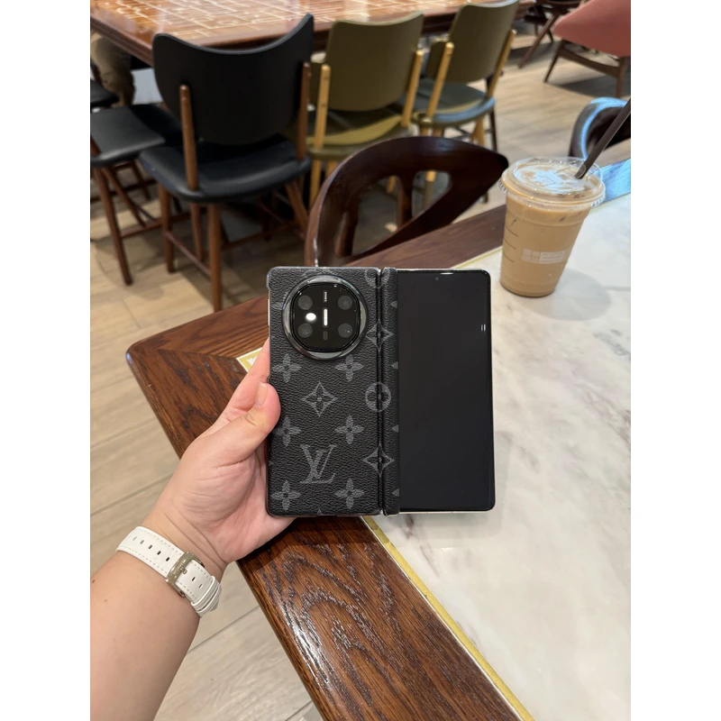 适用于华为Matex6/Matex5时尚字母中轴折叠手机壳 透明边框包中轴