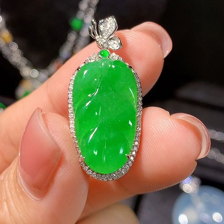 翡翠18K金镶嵌吊坠(不含链)