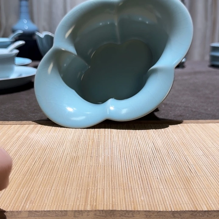 杯子全手工，海棠盘。