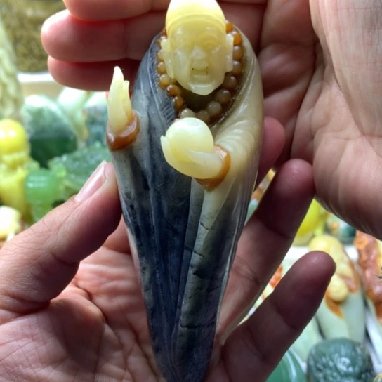 蛇纹石玉未镶嵌岫玉手把件