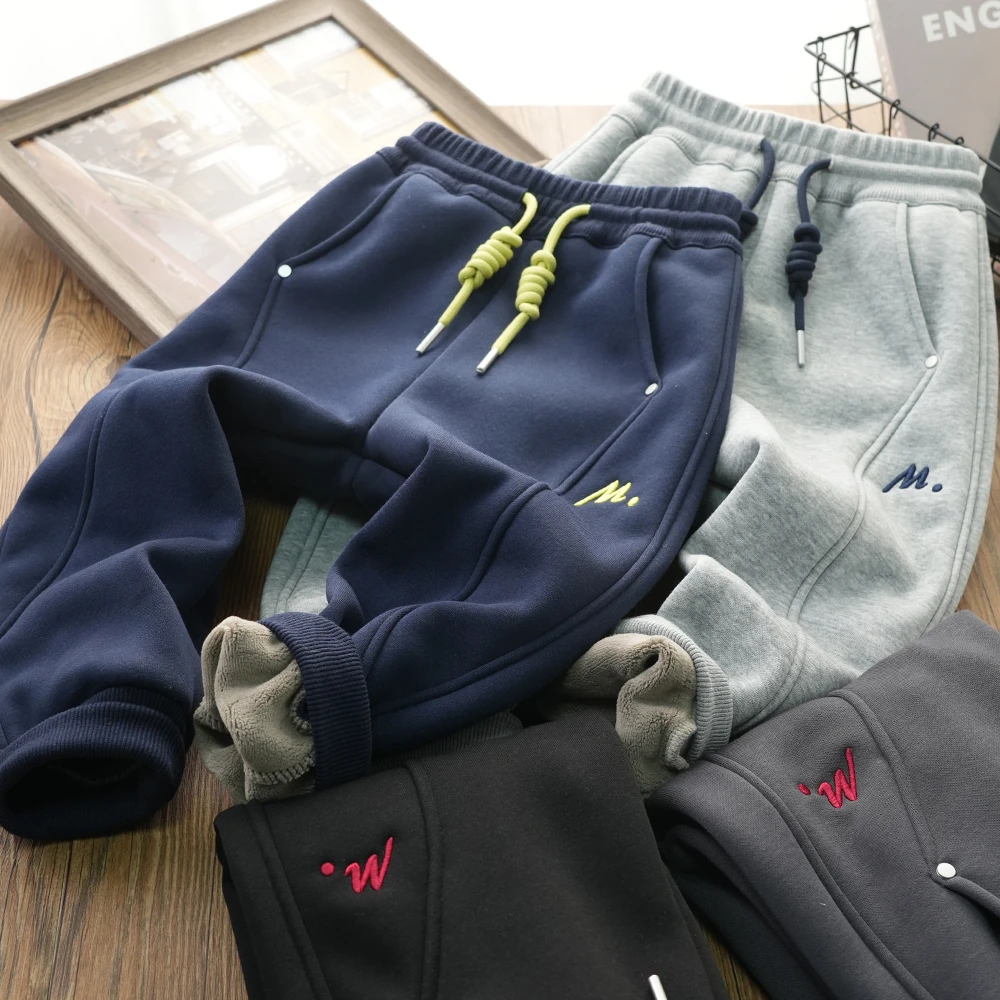 【磊杨家】休闲风男长裤松紧带休闲裤运动裤童装保暖宽松-LY25616