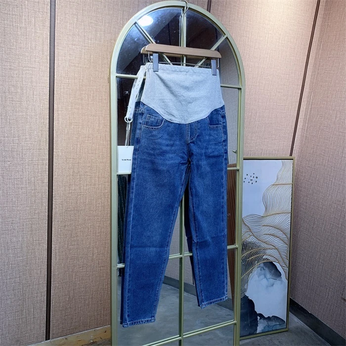 M114蓝色孕妇牛仔老爹裤 M90-120L130XL140