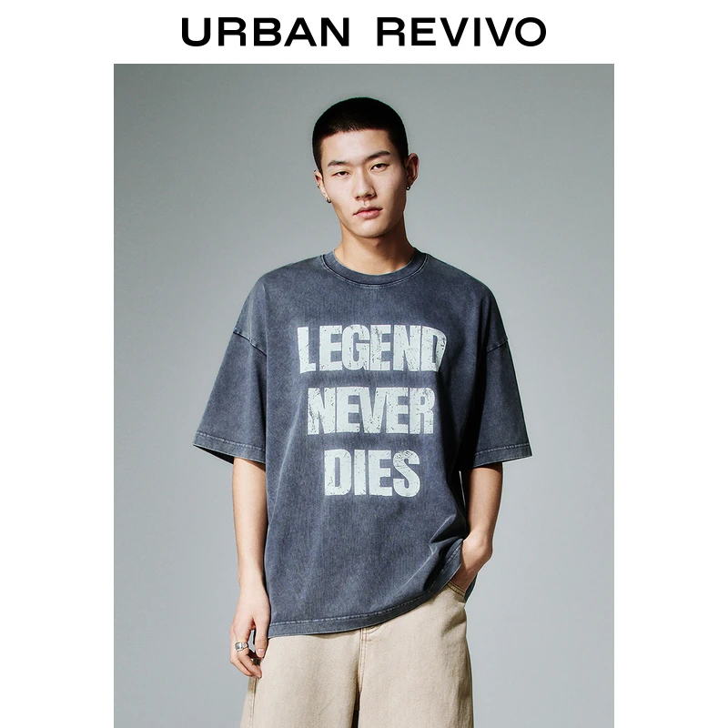 UR2025春季新款男装休闲撞色字母印花短袖运动系列T恤UMV450053