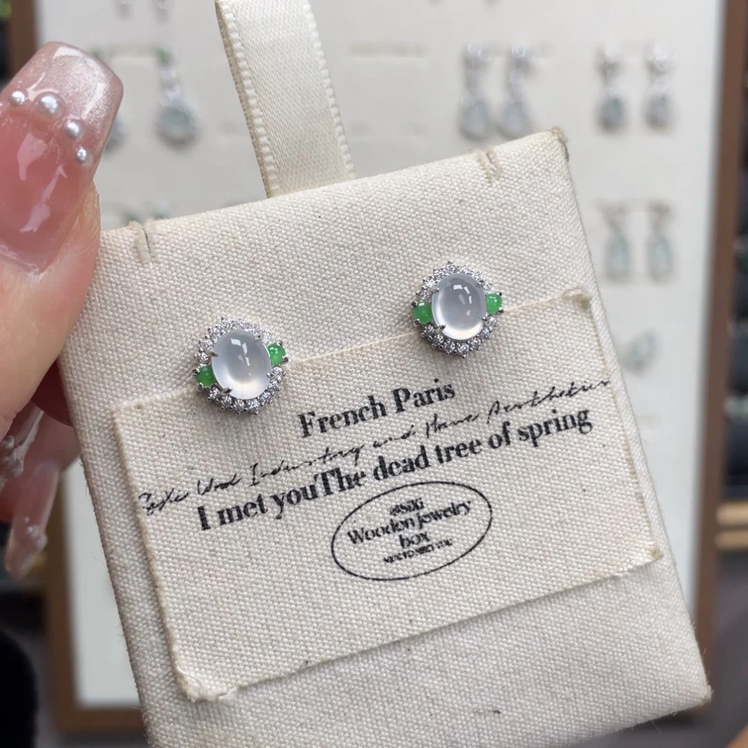 翡翠银S925镶嵌耳饰