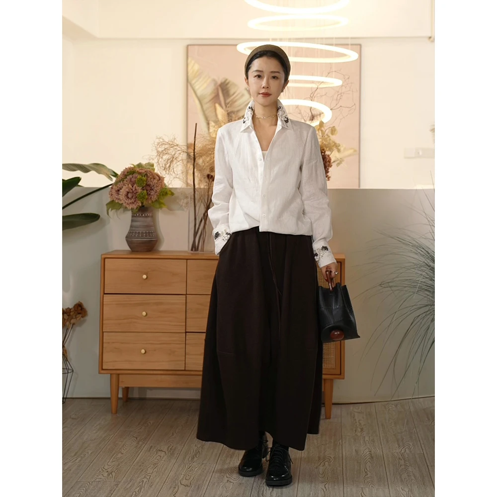 【叭哒不惑】甘露 羊毛洗水绒半裙松紧腰中长款休闲显瘦半身裙女