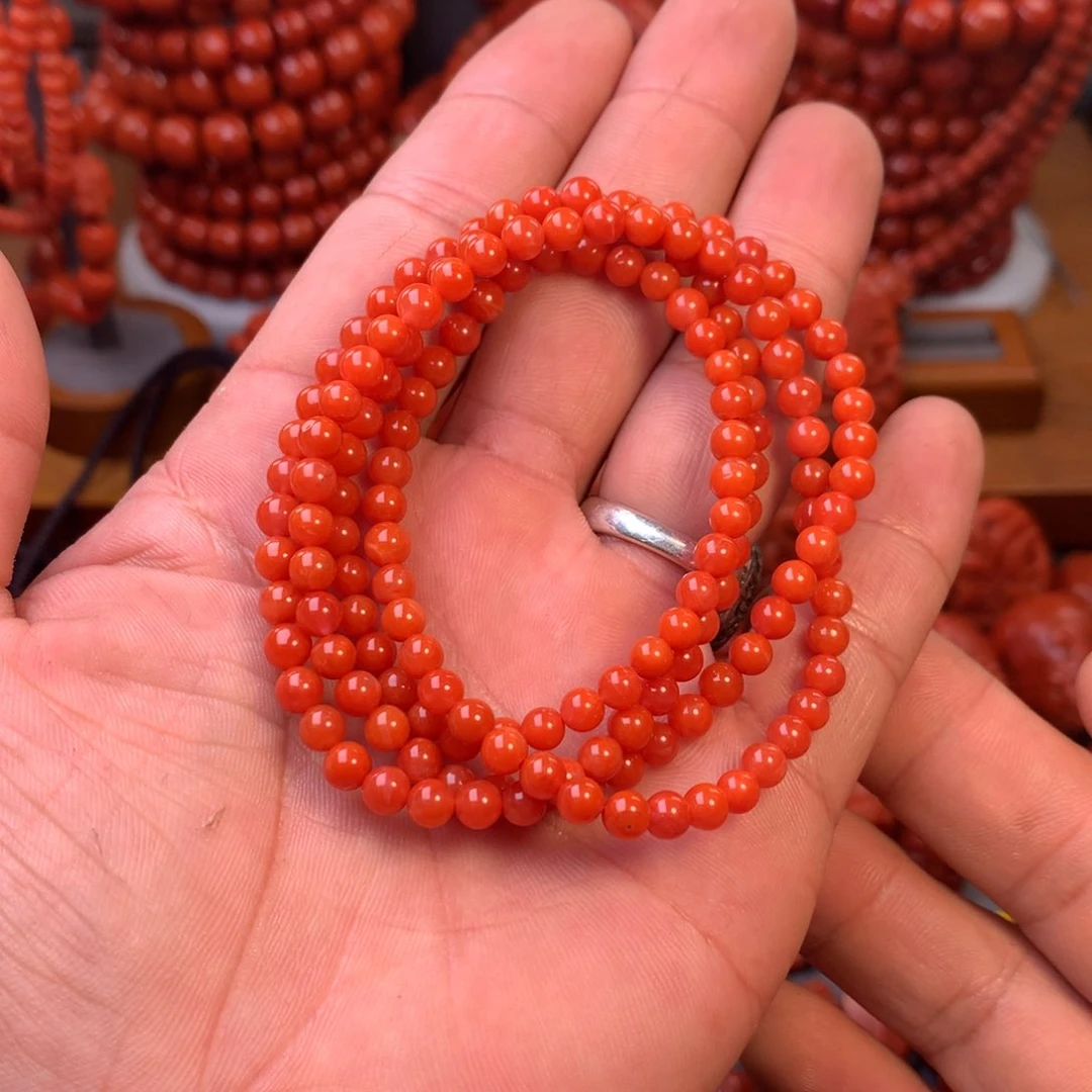 南红玛瑙天然南红配饰保山圆珠多圈卡4mm➕未镶嵌