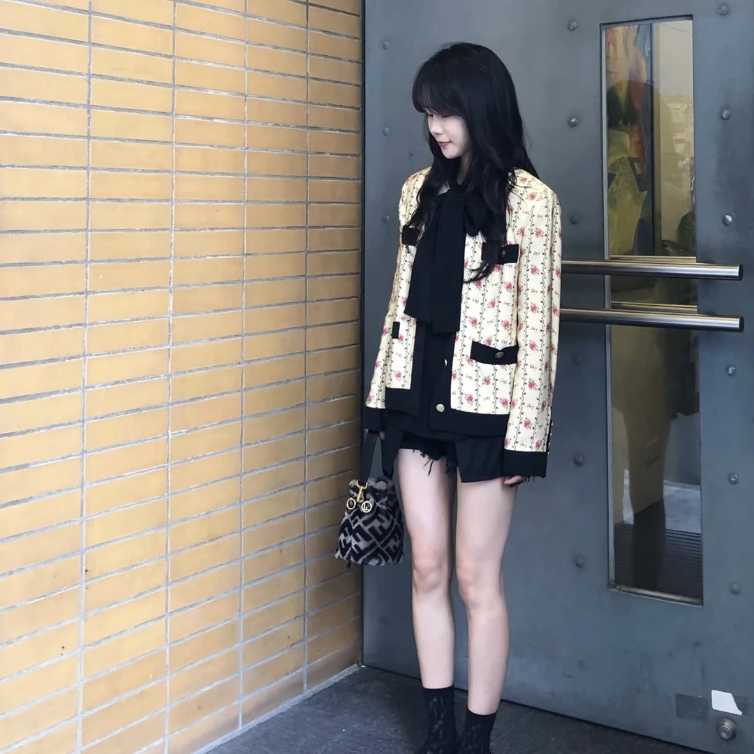 99新 GUCCI/古驰 D500192/Jennie同款花卉外套/40码