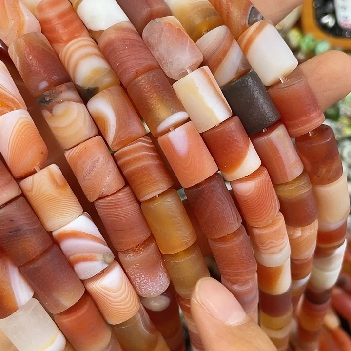 玛瑙/玉髓合金珠宝半成品一条10x14直切桶珠