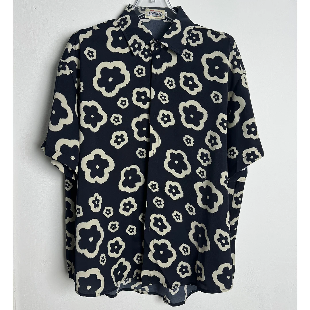 陆星家【花】夏季男士短袖花衬衫宽松休闲满印男款百搭衬衣印花C193