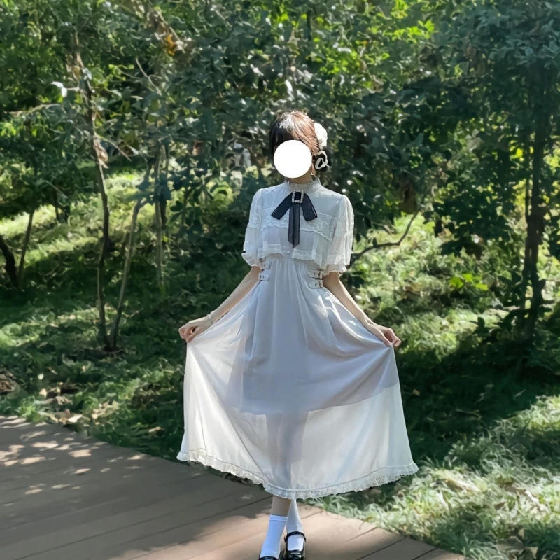 rojita日系夏季气质爆款系量产型罩纱斗篷半袖带rojita连衣裙子