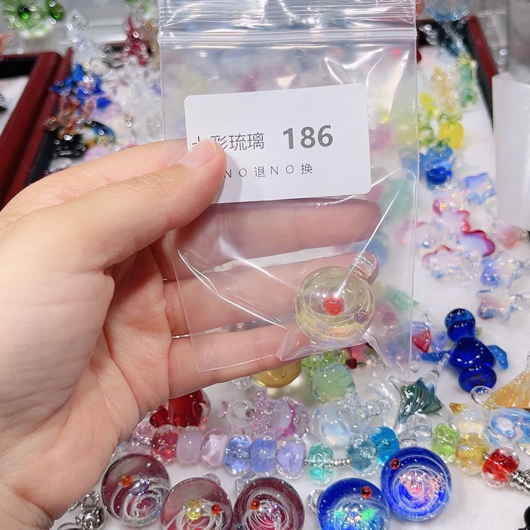 玻璃颈饰186金色星空球