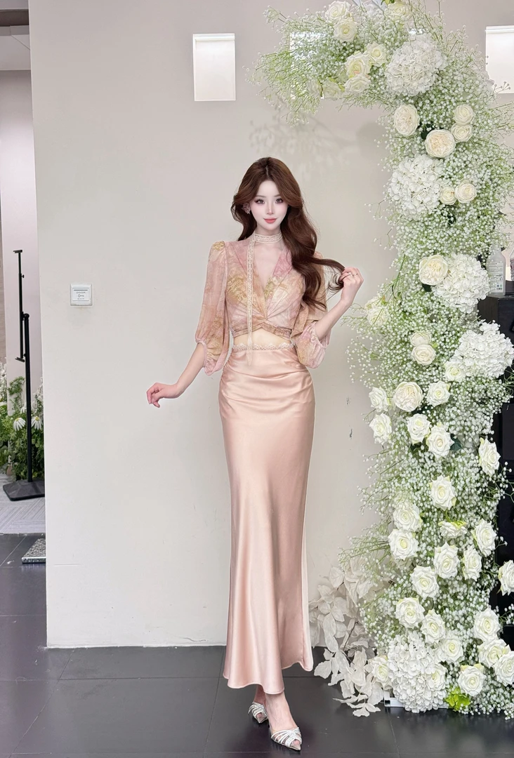 【美学新定义】气质纯色纯欲风中长袖两件套25671