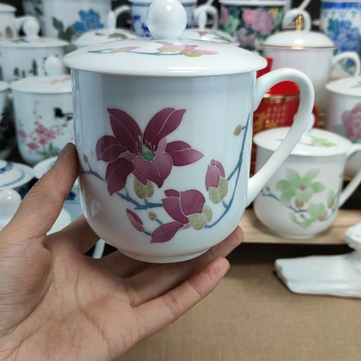 杯醴陵釉下五彩手绘办公杯500ml