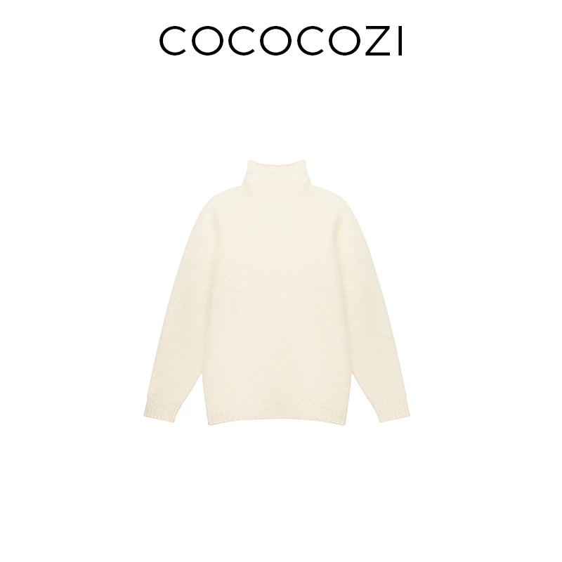 【露露团专属】COCOCOZI羊毛羊绒高领休闲亮片针织衫253CO584M