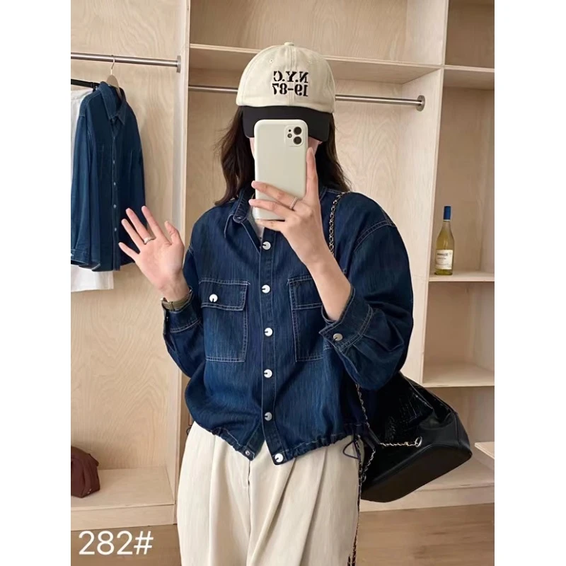 下摆抽绳休闲百搭牛仔外套   奇282