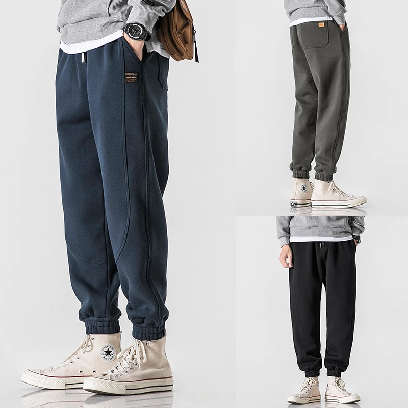 仓石一树百搭束脚卫裤男装春秋2025新款加绒针织裤休闲潮流工装裤
