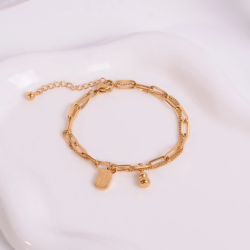 钛钢手链 不掉色！福禄葫芦手链女轻奢小众精致手饰品高级感百搭