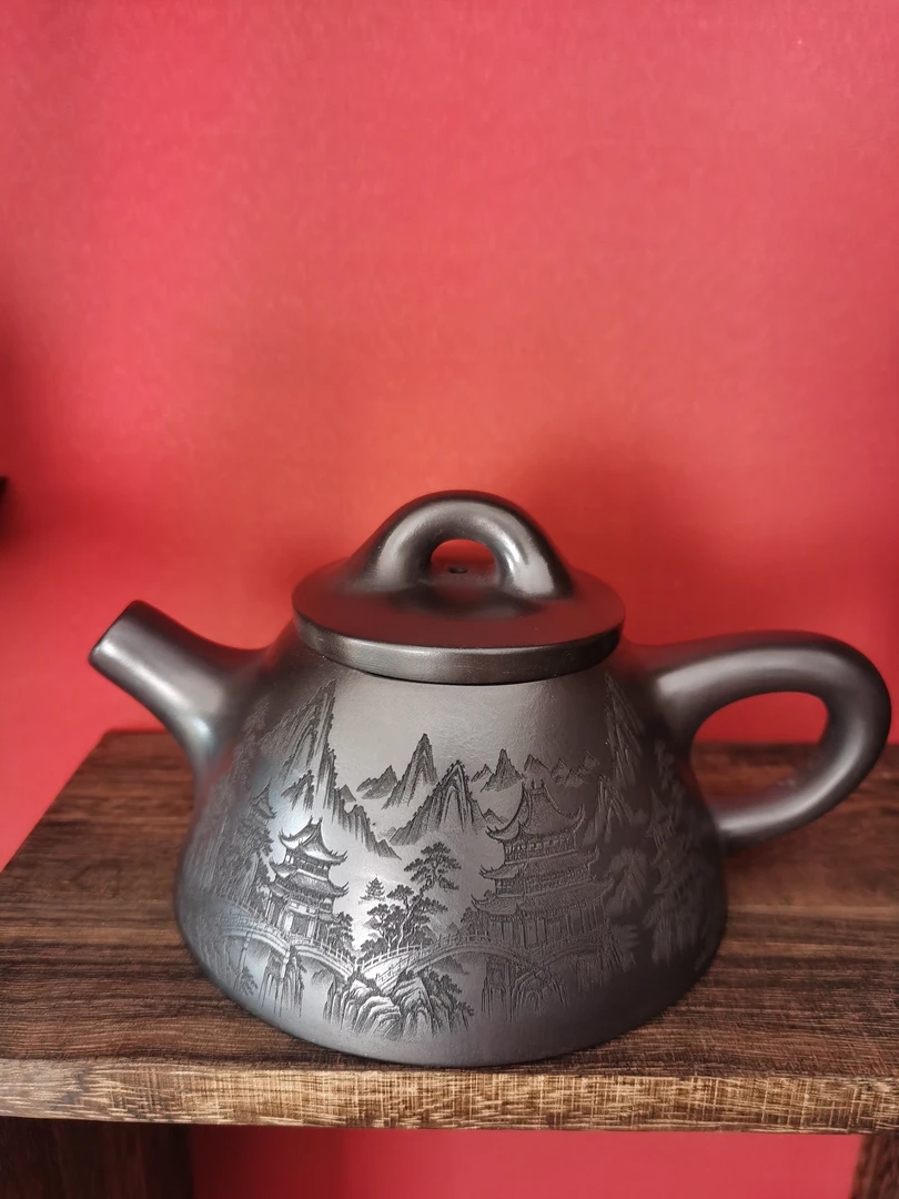 石黄游龙霸王石瓢紫砂壶（火窑高品）