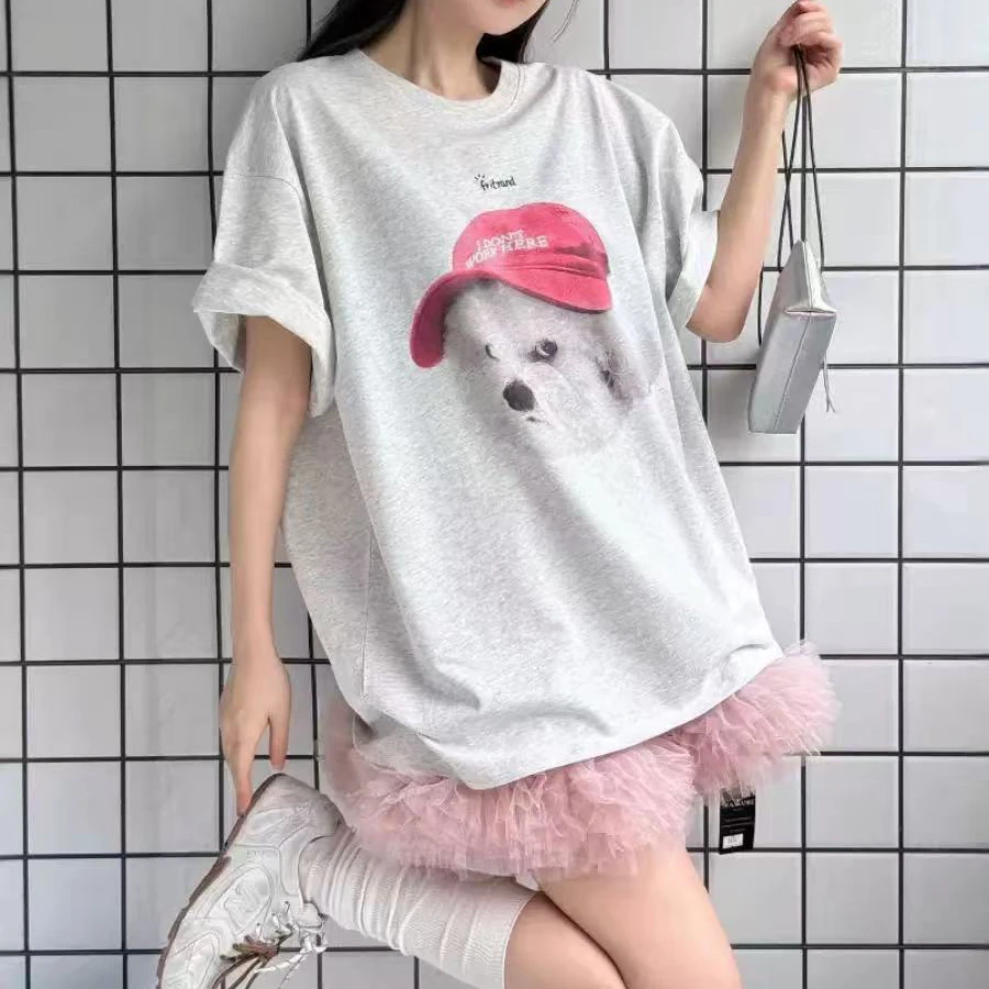 【花园访客】宽松卡通休闲T恤夏季百搭显瘦时尚潮流印花个性⭐️