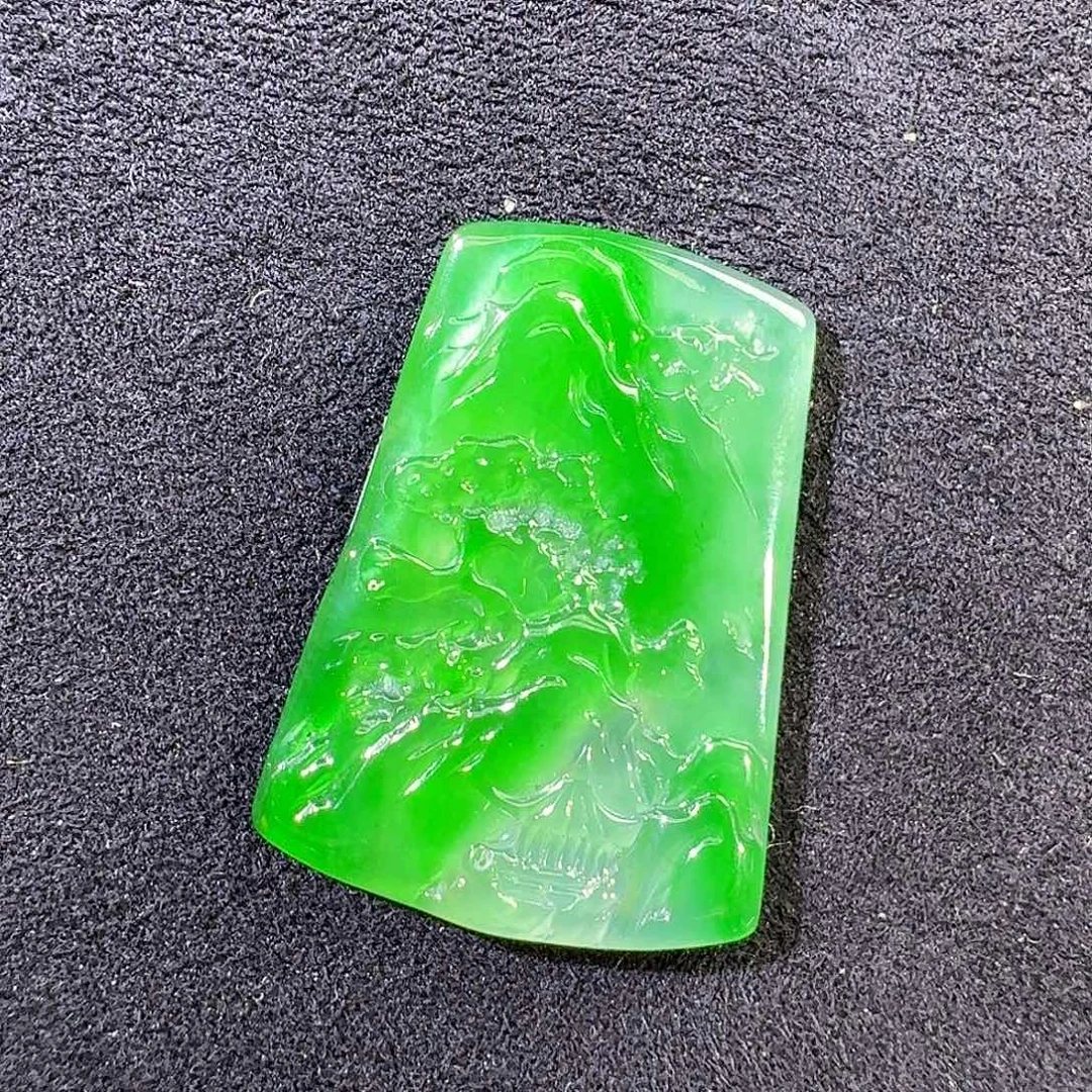 羊***咩裸石翡翠裸石山水飘花定金