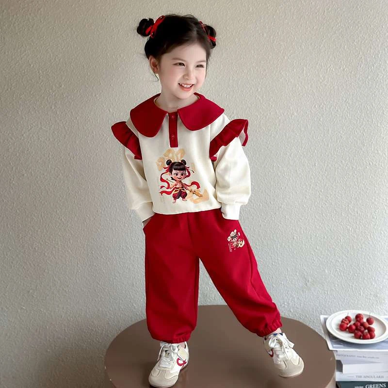 FAVMARTHA哪吒儿童服装女童春装套装2025新款洋气时髦女宝宝超好