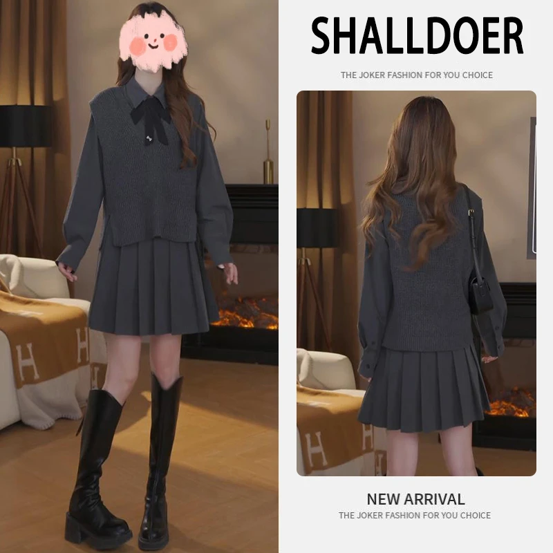 【秋日私语】时尚套装炸街短款秋季小个子马甲裙子两件套时髦套装女