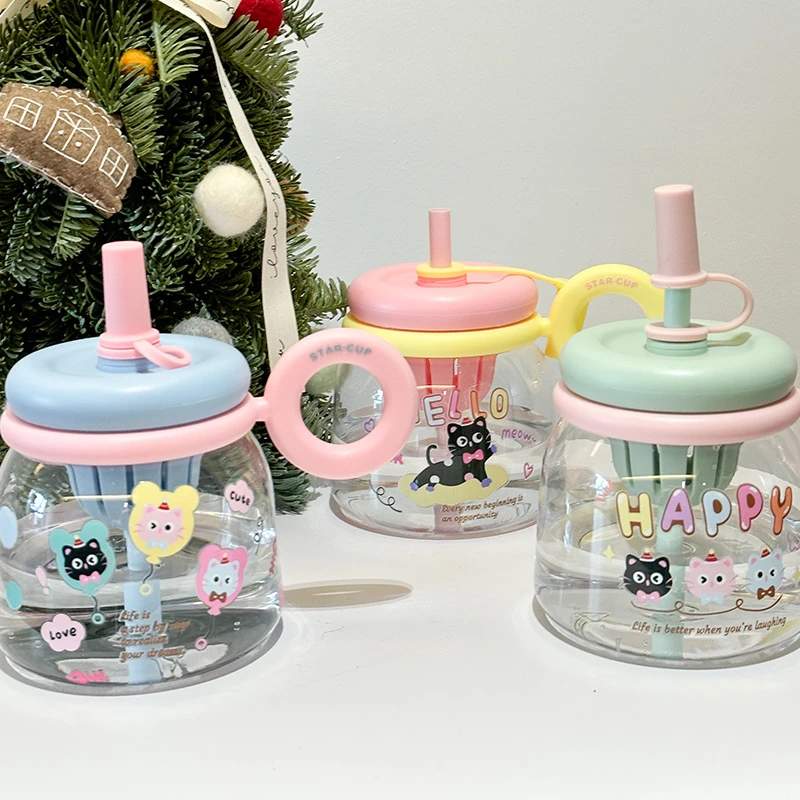 糖糖大肚杯2025新款大容量桌面直饮吸管杯女可爱茶水分离便携