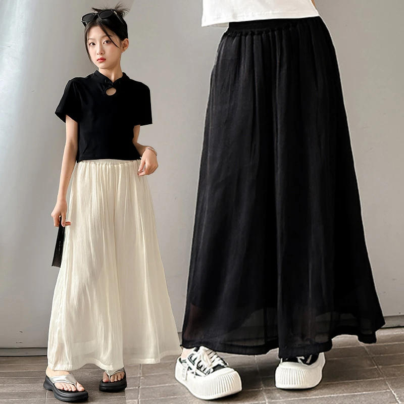 女童裤子休闲裤夏装新款中大童洋气网红阔腿裤山本裤夏季裙裤薄款