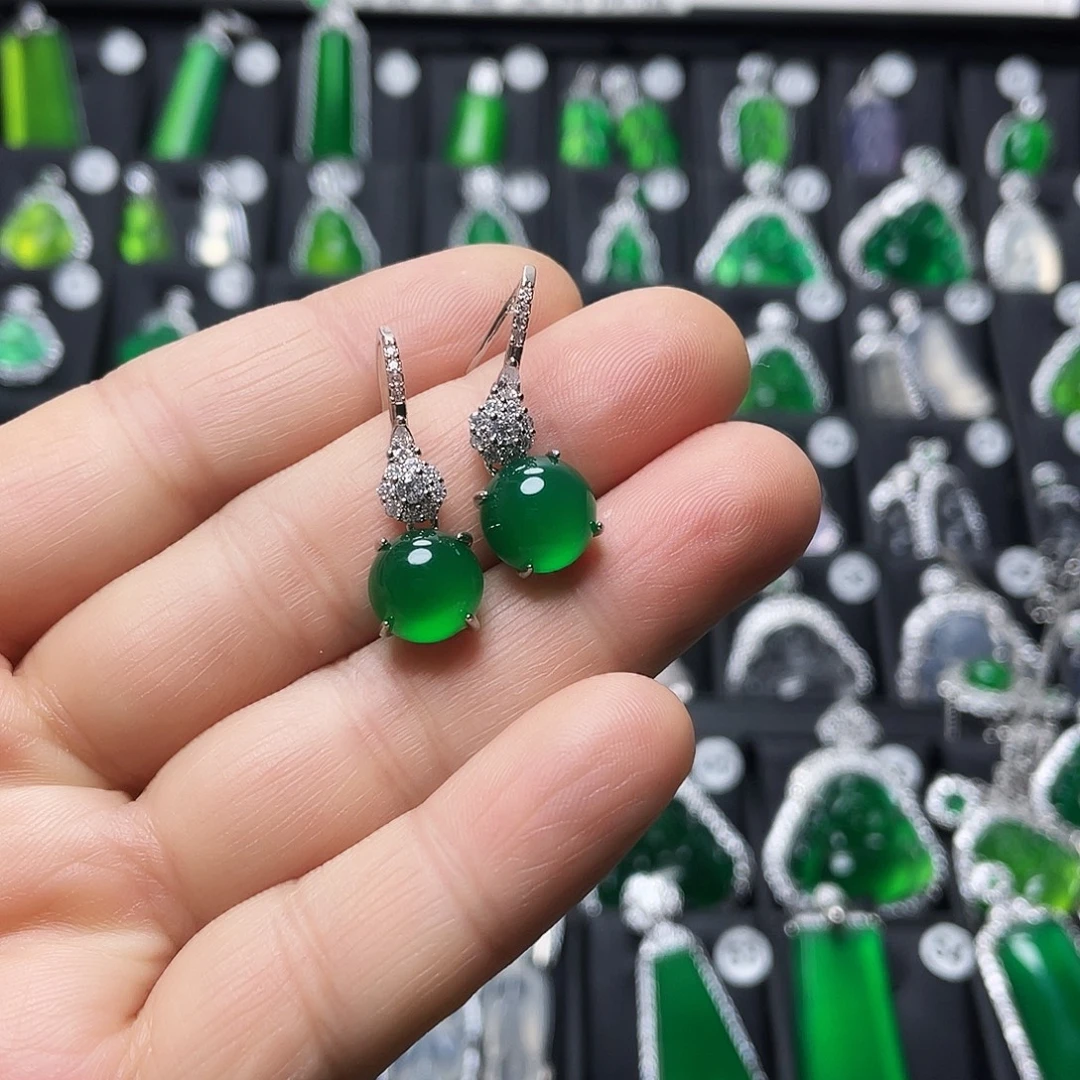 玛瑙/玉髓合金耳钉