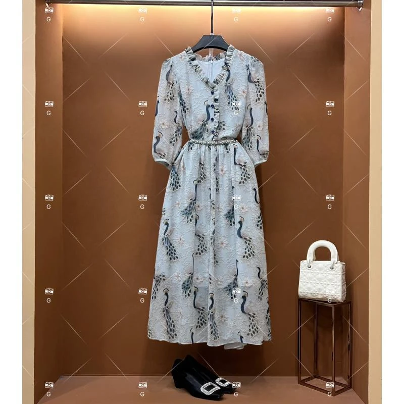 春夏丨设计师轻奢法式印花女士连衣裙 GS-55150