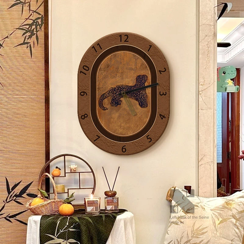 《岁月缱绻》复古风美拉德装饰画挂钟客厅背景墙挂画复古钟表q10