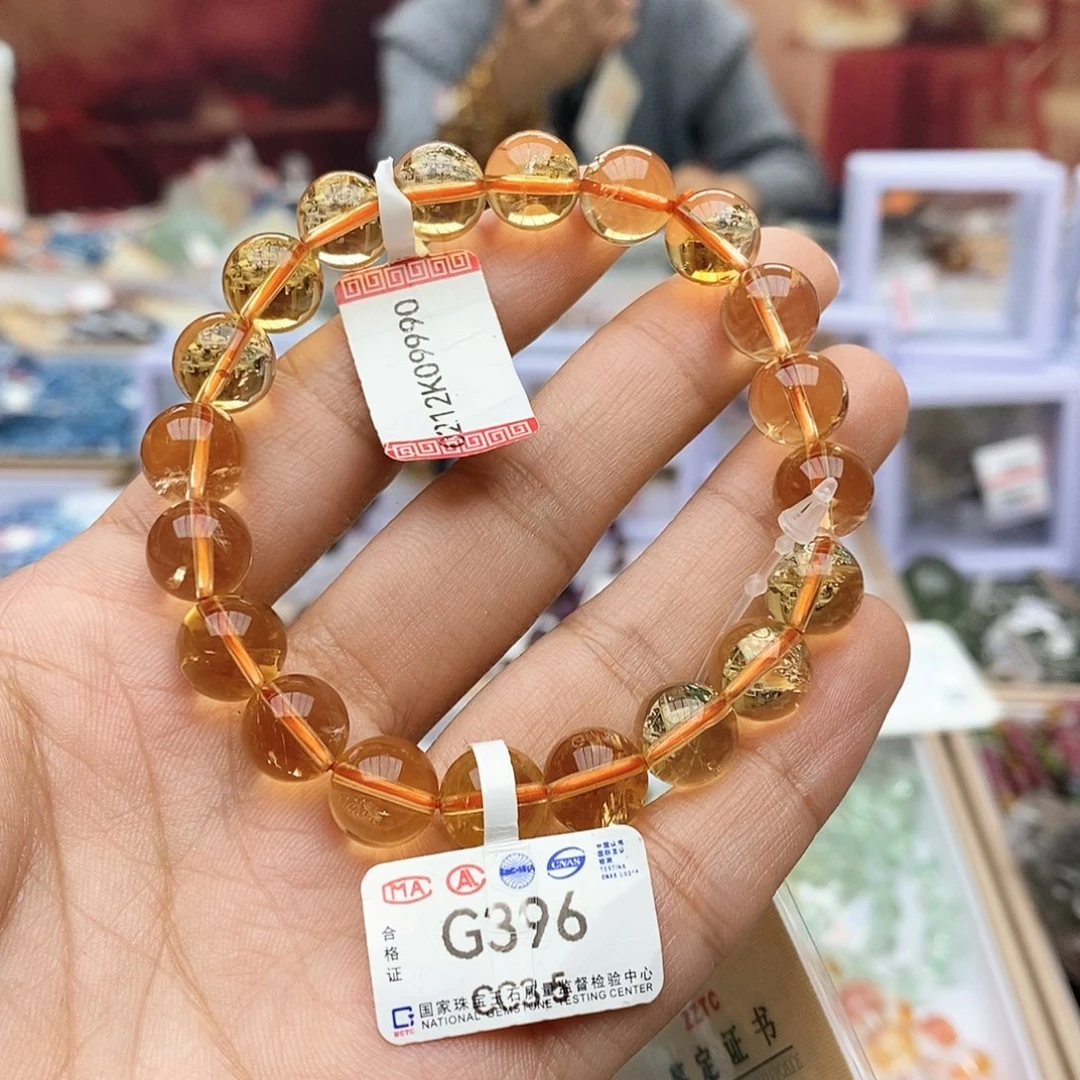 水晶手链未镶嵌曉*净体巴西黄水晶9.8m G396