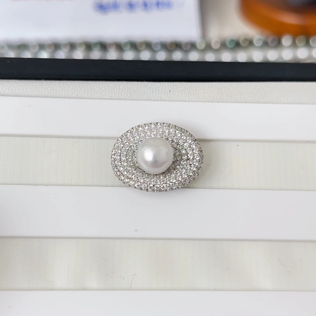 海水珍珠颈饰银S925镶嵌澳白吊坠9-10mm可定制爱